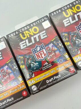 UNO Elite NFL 2024 Core Edition Draft Pack, 56 Player & 4 Foil Cards, Lot of 3